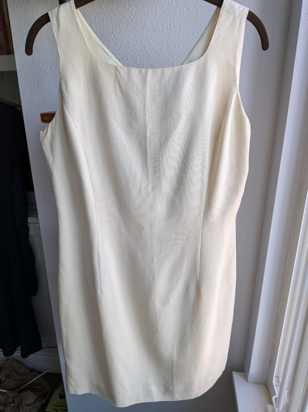 Vintage Raw Silk Cream Mini Dress 90s Old Money Aesthetic Size 6